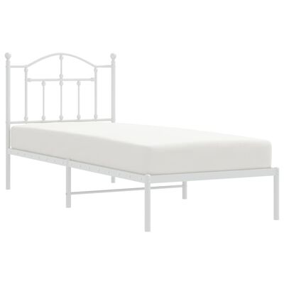 vidaXL Cadre de lit métal sans matelas avec tête de lit blanc 90x200cm