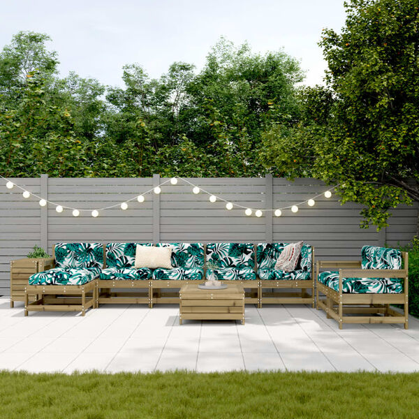 vidaXL Salon de jardin 10 pcs bois de pin impr&eacute;gn&eacute;