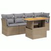 vidaXL Salon de jardin avec coussins 5 pcs beige r&eacute;sine tress&eacute;e