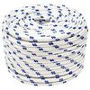 vidaXL Corde utilitaire polyvalente 12 mm 100 m Blanc et bleu PP