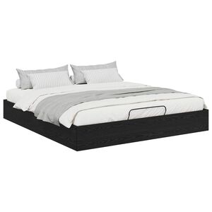 vidaXL Cadre de lit ottoman avec stockage Ch&ecirc;ne Noir 203 x 180 x 25 cm