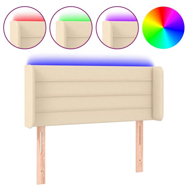 vidaXL T&ecirc;te de lit &agrave; LED Cr&egrave;me 103x16x78/88 cm Tissu