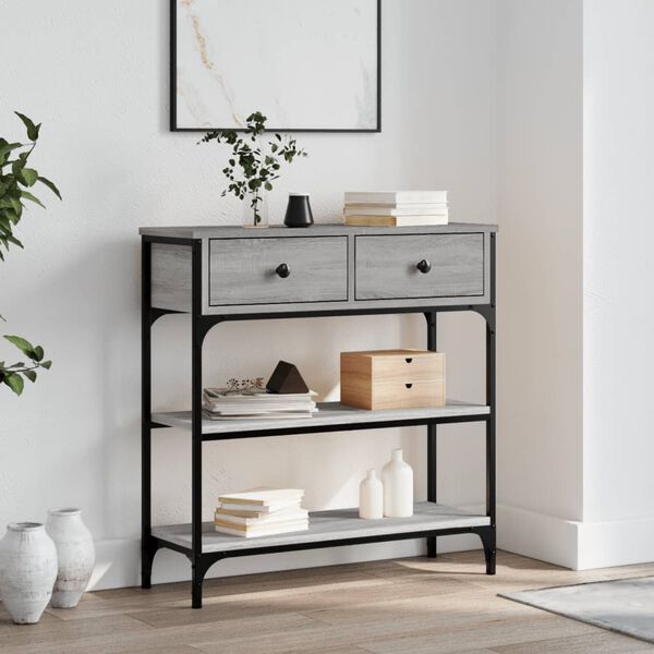 vidaXL Table console sonoma gris 72,5x25x75 cm bois d'ing&eacute;nierie