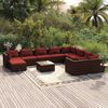 vidaXL Salon de jardin 11 pcs avec coussins R&eacute;sine tress&eacute;e Marron