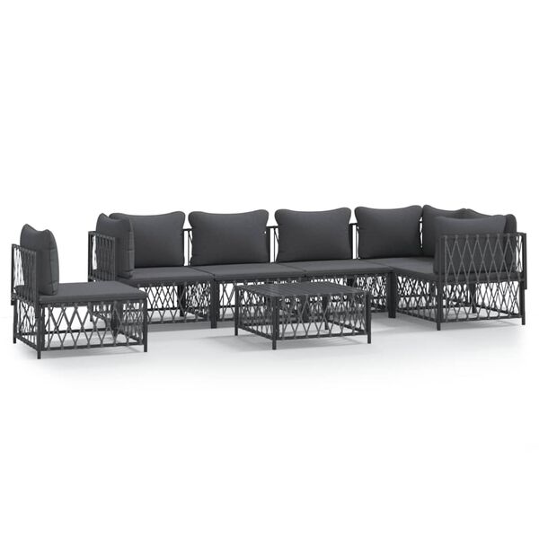 vidaXL Salon de jardin 7 pcs avec coussins anthracite acier