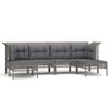 vidaXL Salon de jardin 6 pcs avec coussins Gris R&eacute;sine tress&eacute;e