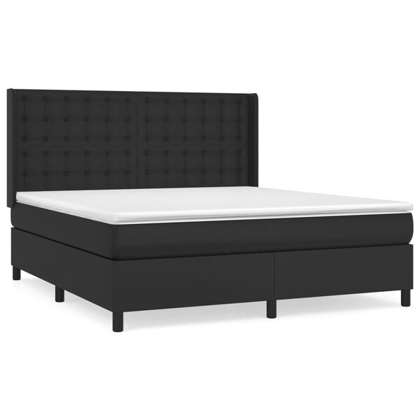 vidaXL Sommier &agrave; lattes de lit avec matelas Noir 180x200 cm Similicuir