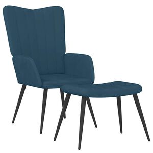 vidaXL Chaise de relaxation avec tabouret Bleu Velours