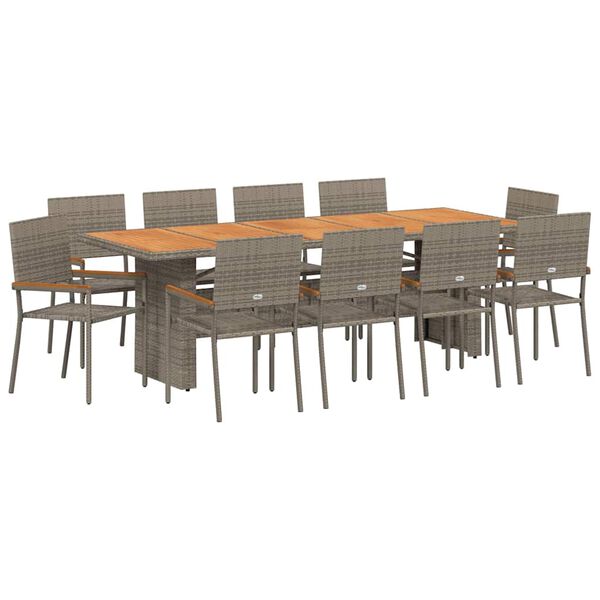 vidaXL Ensemble de salle &agrave; manger pour jardin 11 pcs Gris polyrotin