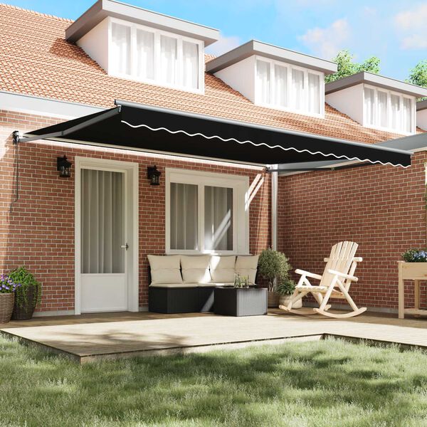 vidaXL Auvent R&eacute;tractable Noir 450 &times; 300 cm Polyester et m&eacute;tal