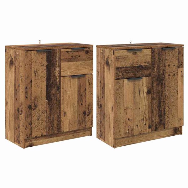 vidaXL Buffets 2 pcs Bois Ancien 60 x 30 x 70 cm Bois d'ing&eacute;nierie