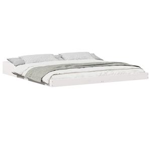 vidaXL Cadre de lit Blanc 200 x 200 cm Pin massif