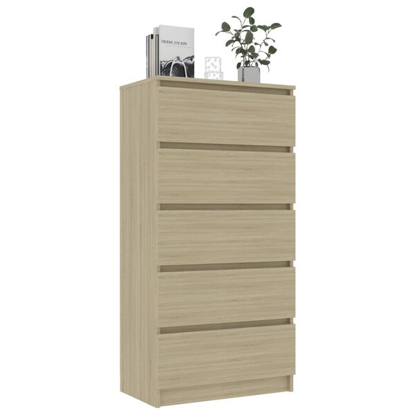 vidaXL Buffet &agrave; tiroirs Ch&ecirc;ne sonoma 60x35x121 cm Bois d&rsquo;ing&eacute;nierie