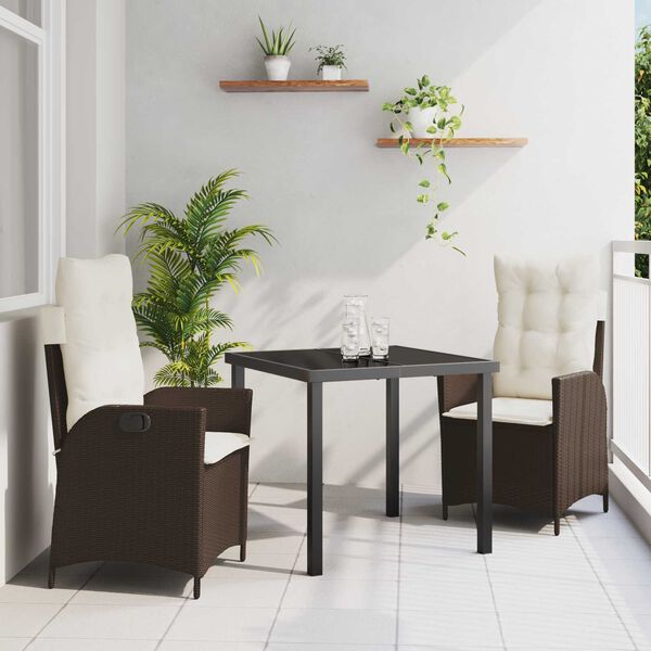 vidaXL Ensemble de salle &agrave; manger pour jardin 3 pcs Marron polyrotin