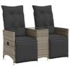 vidaXL Canap&eacute; de jardin inclinable 2 places avec table gris poly rotin
