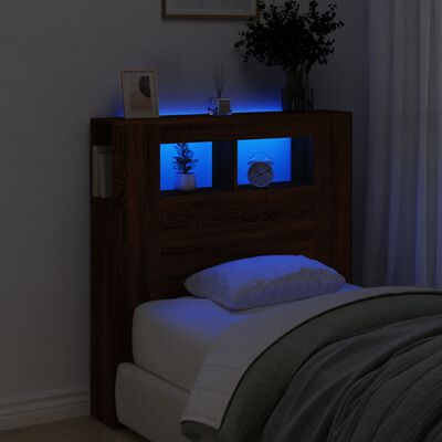 vidaXL Tête de lit à LED chêne marron 100x18,5x103,5cm bois ingénierie
