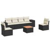 vidaXL Salon de jardin 7 pcs avec coussins noir r&eacute;sine tress&eacute;e