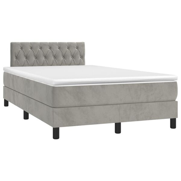 vidaXL Sommier &agrave; lattes de lit avec matelas LED Gris clair 120x200 cm