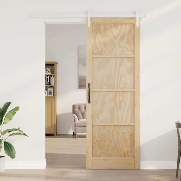vidaXL Porte coulissante Marron 83 x 232 cm Pin massif