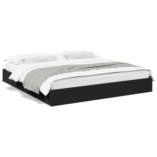 vidaXL Cadre de lit avec tiroirs sans matelas noir 200x200 cm