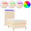 vidaXL Sommier &agrave; lattes de lit et matelas et LED Cr&egrave;me 90x190 cm Tissu