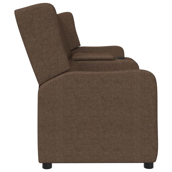 vidaXL Fauteuil inclinable avec porte-gobelet 4 places Marron Tissu