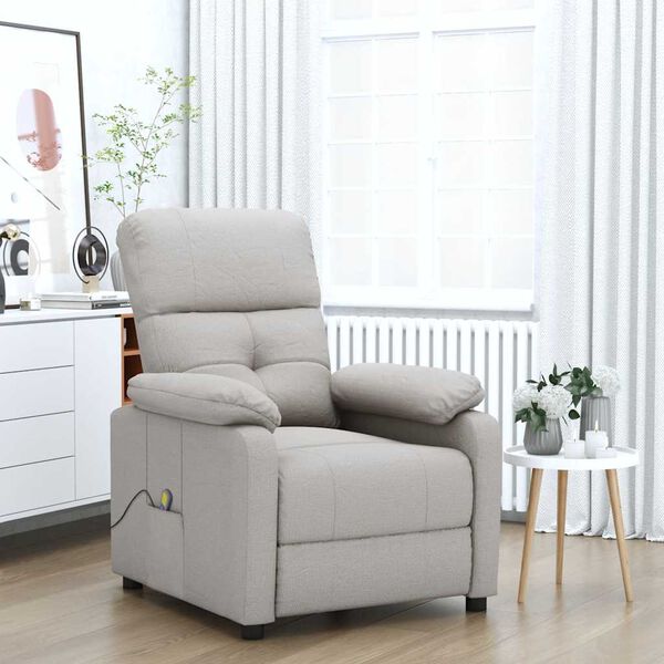 vidaXL Fauteuil de massage Taupe Tissu
