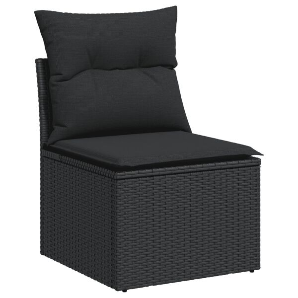 vidaXL Salon de jardin 10 pcs avec coussins noir r&eacute;sine tress&eacute;e