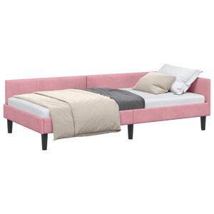 vidaXL Cadre de lit d'angle Rose 80 cm x 200 cm Velours