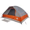 vidaXL Tente familiale &agrave; d&ocirc;me 6 personnes gris et orange imperm&eacute;able