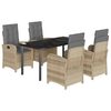 vidaXL Ensemble &agrave; manger de jardin coussins 5 pcs m&eacute;lange beige rotin