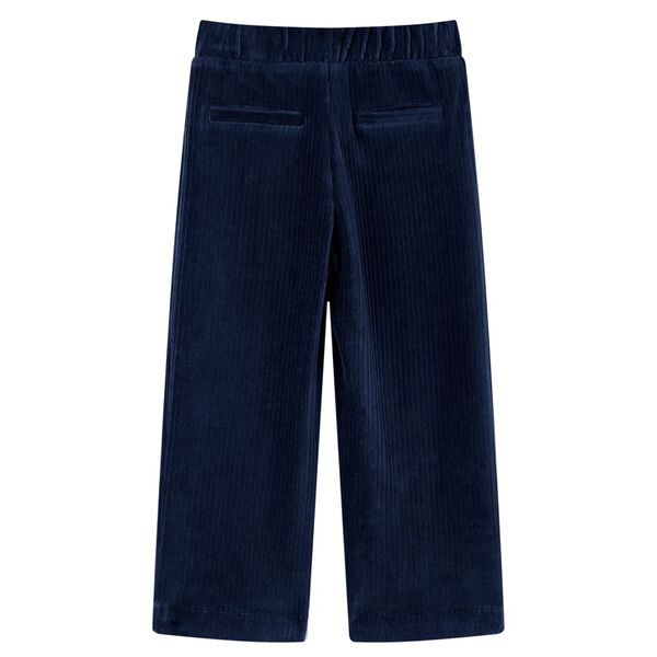 Pantalons pour enfants velours c&ocirc;tel&eacute; bleu marine 128