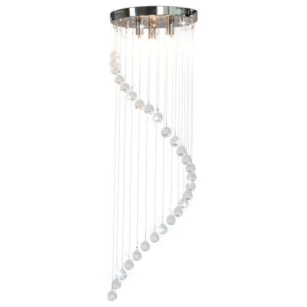 vidaXL Plafonnier avec perles de cristal Argent&eacute; Spirale G9