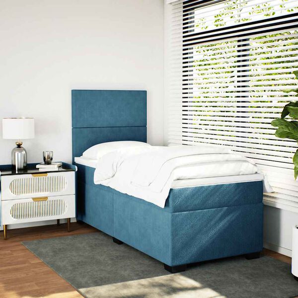 vidaXL Sommier &agrave; lattes de lit avec matelas bleu 100x200 cm