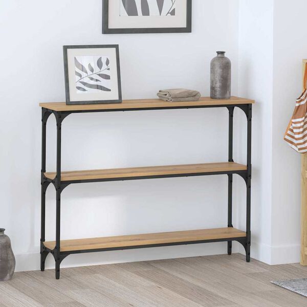 vidaXL Table console avec &eacute;tag&egrave;re Ch&ecirc;ne artisanal 100 x 22,5 x 75 cm