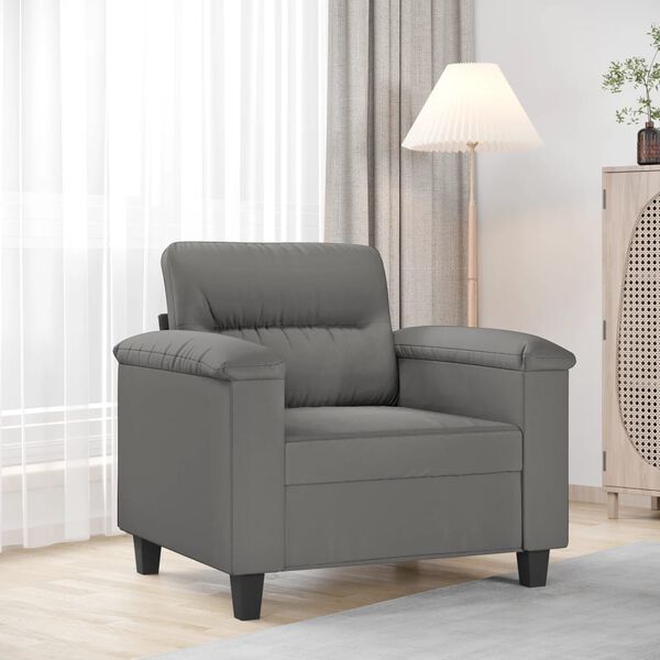vidaXL Fauteuil gris fonc&eacute; 60 cm tissu microfibre