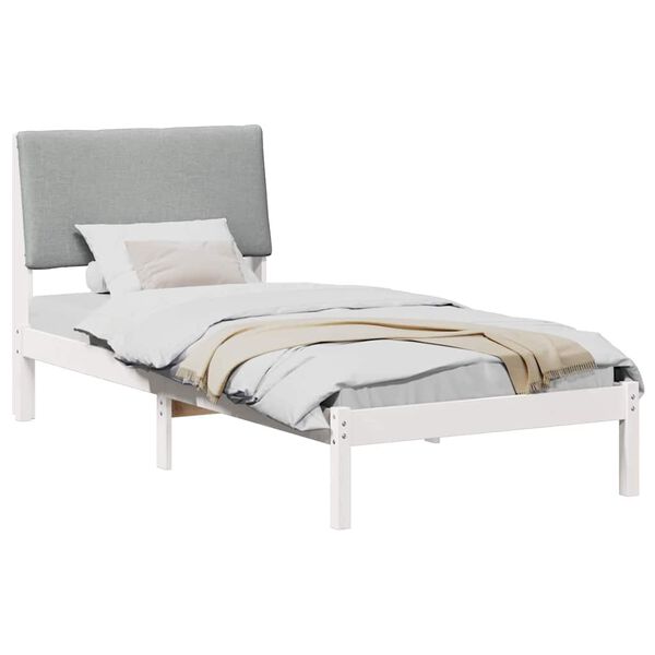 vidaXL Cadre de lit Blanc et gris clair 90 x 190 cm Bois massif en pin