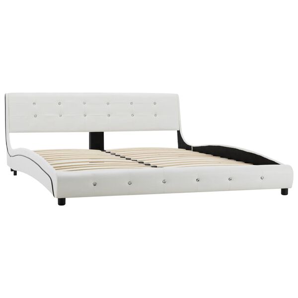vidaXL Cadre de lit sans matelas blanc similicuir 160x200 cm