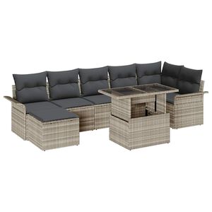 vidaXL Ensemble de canap&eacute; de jardin 8 pc Gris clair Poly rotin