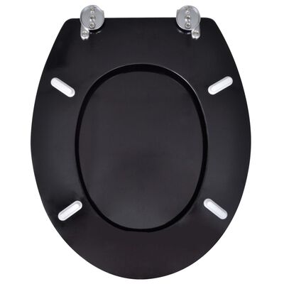 vidaXL Siège de toilette avec Couvercle MDF Design simple Noir