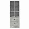 vidaXL Haut Armoire avec tiroir Gris béton 45,5 x 34 x 127 cm