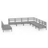 vidaXL Salon de jardin 9 pcs Bois de pin massif Gris