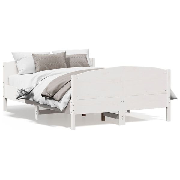 vidaXL Cadre de lit sans matelas blanc 135x190 cm bois de pin massif