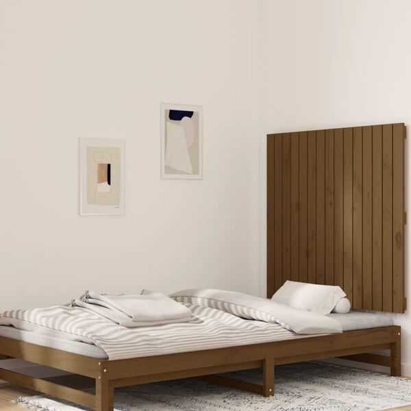 vidaXL T&ecirc;te de lit murale Marron miel 95,5x3x90 cm Bois massif de pin