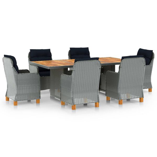 vidaXL Ensemble &agrave; manger d'ext&eacute;rieur et coussins 7 pcs r&eacute;sine tress&eacute;e