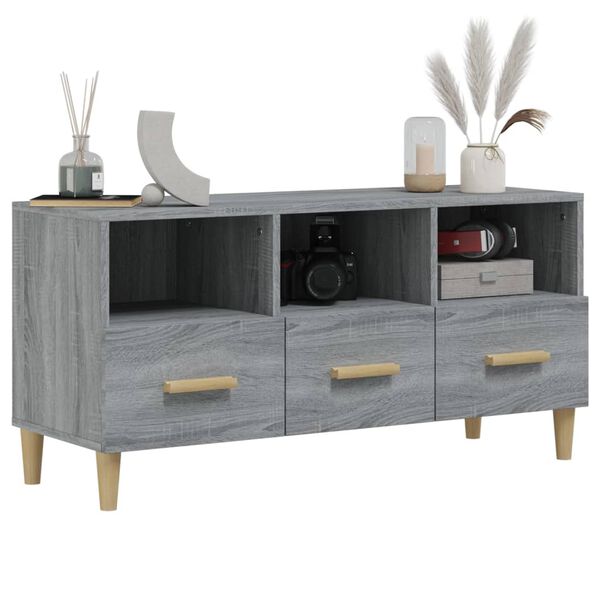 vidaXL Meuble TV Sonoma gris 102x36x50 cm Bois d'ing&eacute;nierie
