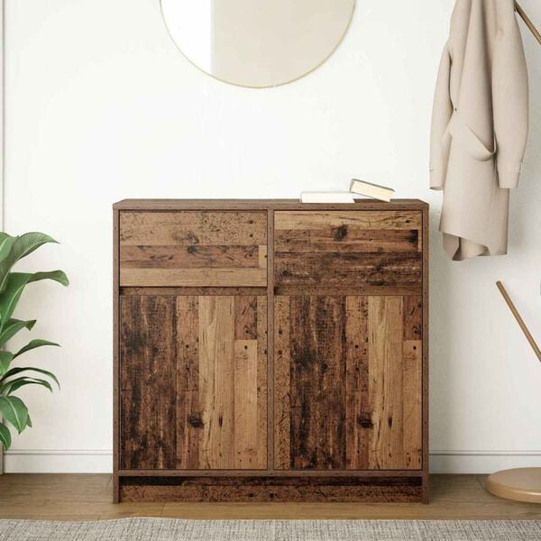 vidaXL Buffet avec tiroir vieux bois 80x34x76 cm bois d'ing&eacute;nierie