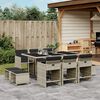vidaXL Ensemble &agrave; manger de jardin 11pcs avec coussins gris poly rotin