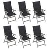 vidaXL Chaises inclinables de jardin lot de 6 et coussins Bois acacia