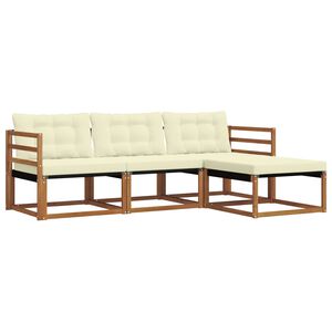 vidaXL Ensemble de canap&eacute;s d'ext&eacute;rieur 4 pc Naturel et Cr&egrave;me
